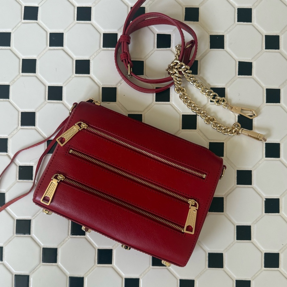 NWT Rebecca Minkoff Mini 5 Zip Convertible Clutch in “KISS” Red - Picture 3 of 14